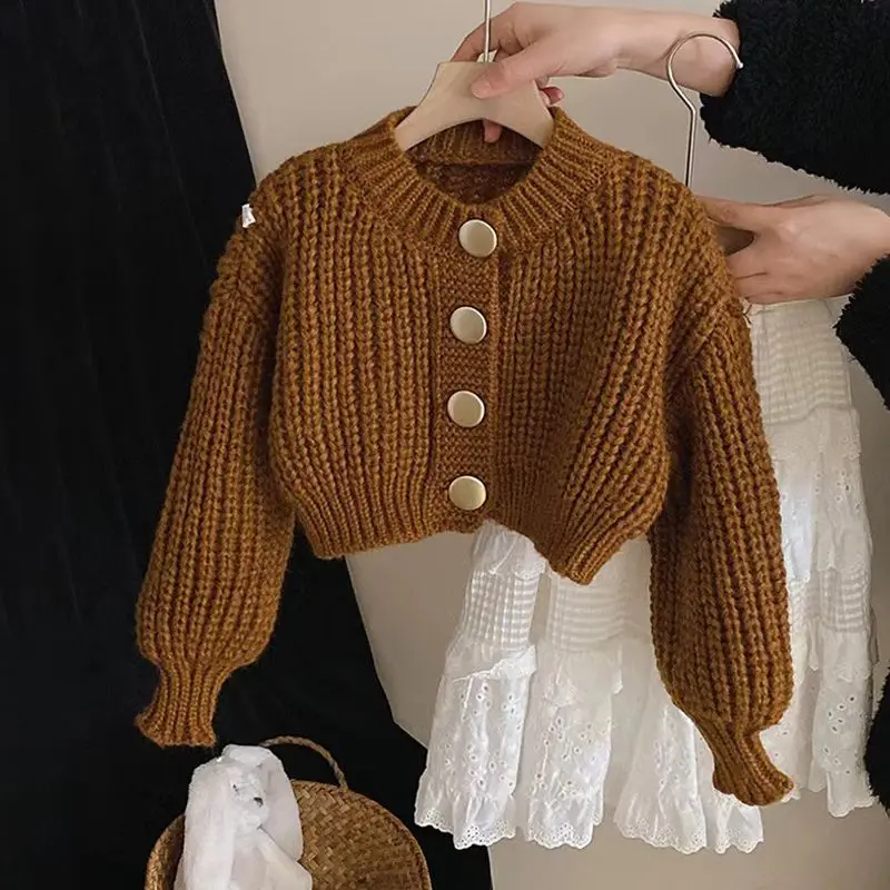 Baby Girls Sweater Knitted Cardigan New Autumn Clothing Children\'s Stylish Short Coat