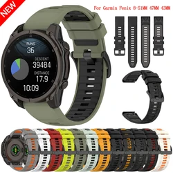 20/22/26mm Silicone Band For Garmin Fenix 8 E 7X 7S 7 Pro Solar/6X 6 Sapphire 5X Plus Quick Fit Bracelet Garmin Enduro 3/2 Strap