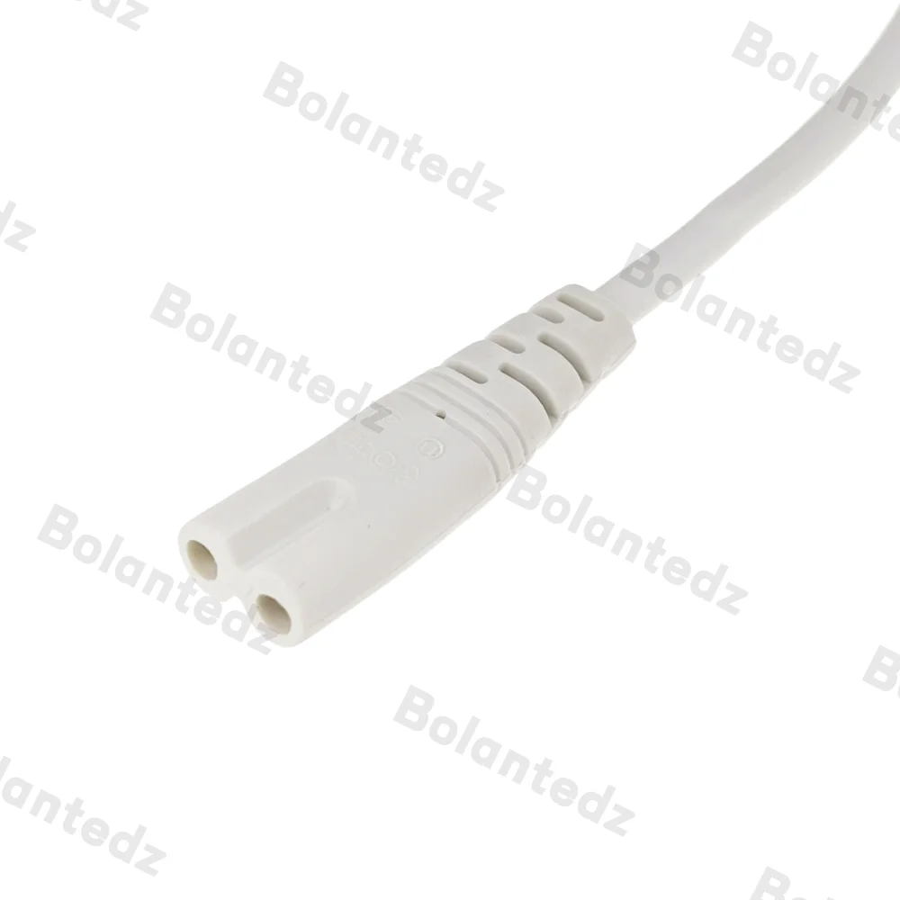 Witte 1,5 m Amerika 2-polige netsnoerkabel Slanke voedingskabel voor de meeste printers en laptops Wisselstroomadapters