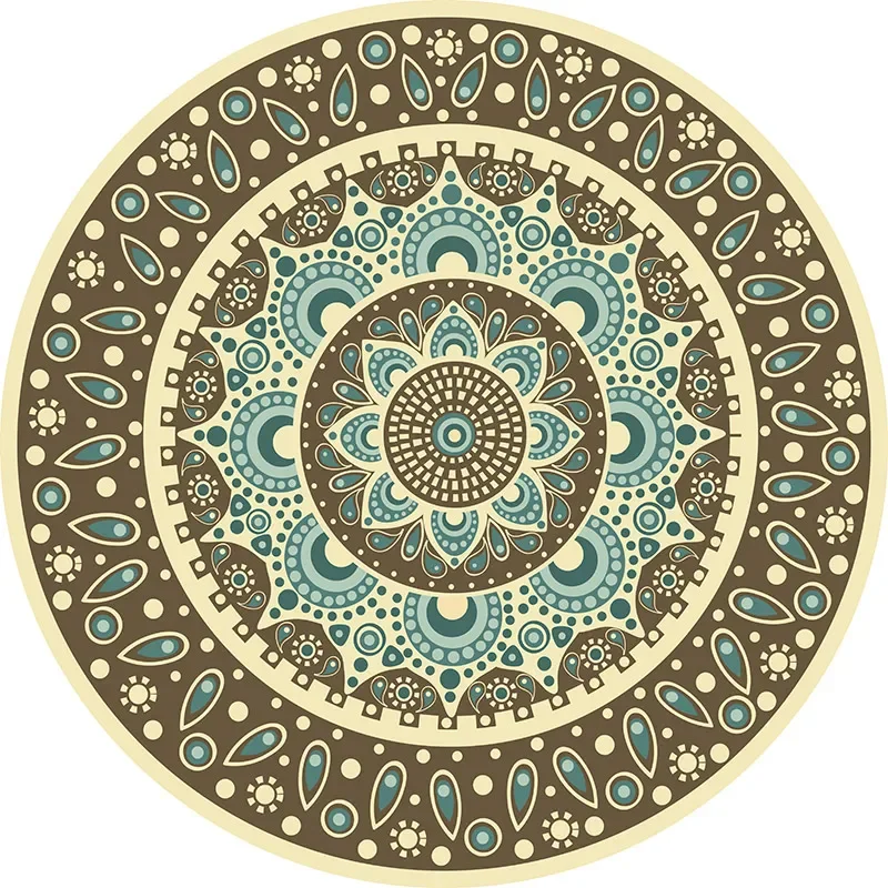 New Ethnic Persian Mandala Round Rug Floor Mat Cloakroom and Yoga Non-slip Living Room