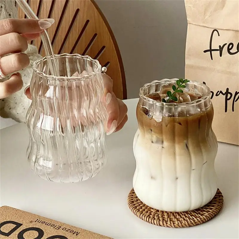 530ml Transparent Bubble Tea Glass Cups With Straws Beer Mugs Strawberry Milk Juice Pitcher Drinkware Cup For Party﻿