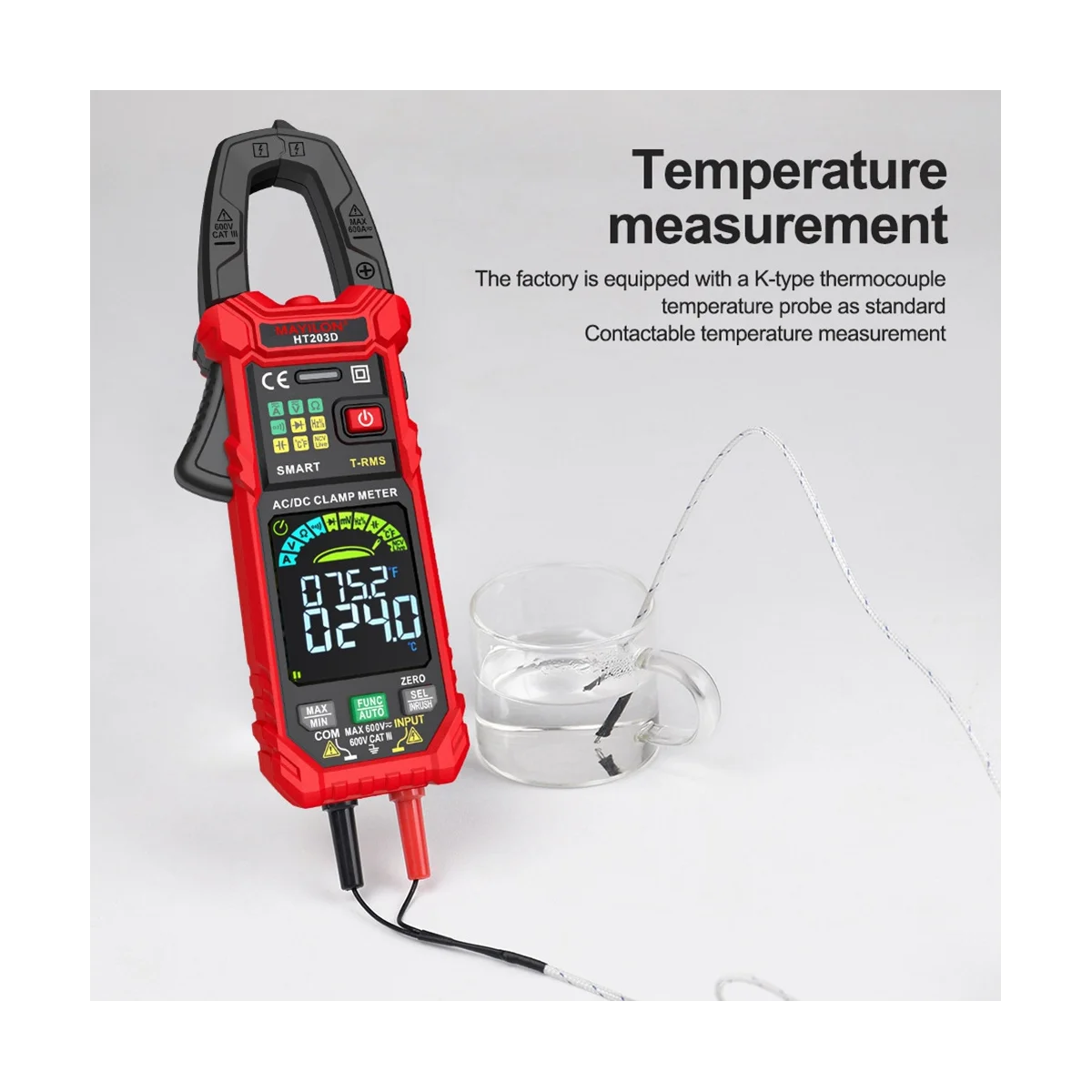 MAYILON HT203D Digital Clamp Meter Multimeter AC Current and AC/DC Voltage Tester Continuity Hz Tester Voltmer