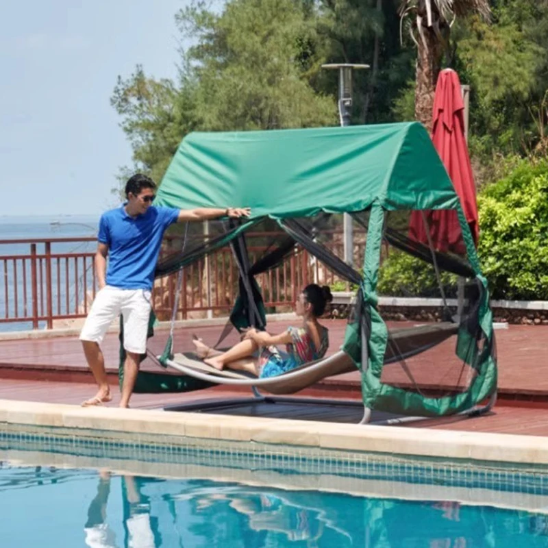 Utdoor Zonnescherm Tent Hangmat Schommelstoel Ijzeren Frame Schommelbed Balkon Tuin Buiten Anti-Rollover Anti-Mug