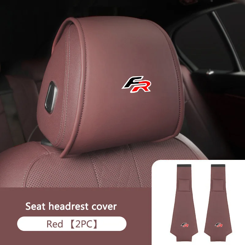 Car Seat Headrest Pillow Anti-Dirty Leather Protector Cover For FR Logo Ibiza Altea Leon Cupra Cordoba Alhambra Arosa Accessory