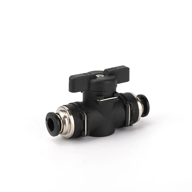 BUC 4mm 6mm 8mm 10mm 12mm Pneumatic Push In Quick Joint Connector Hand Valve To Turn Switch Manual Ball Current Limiting Black