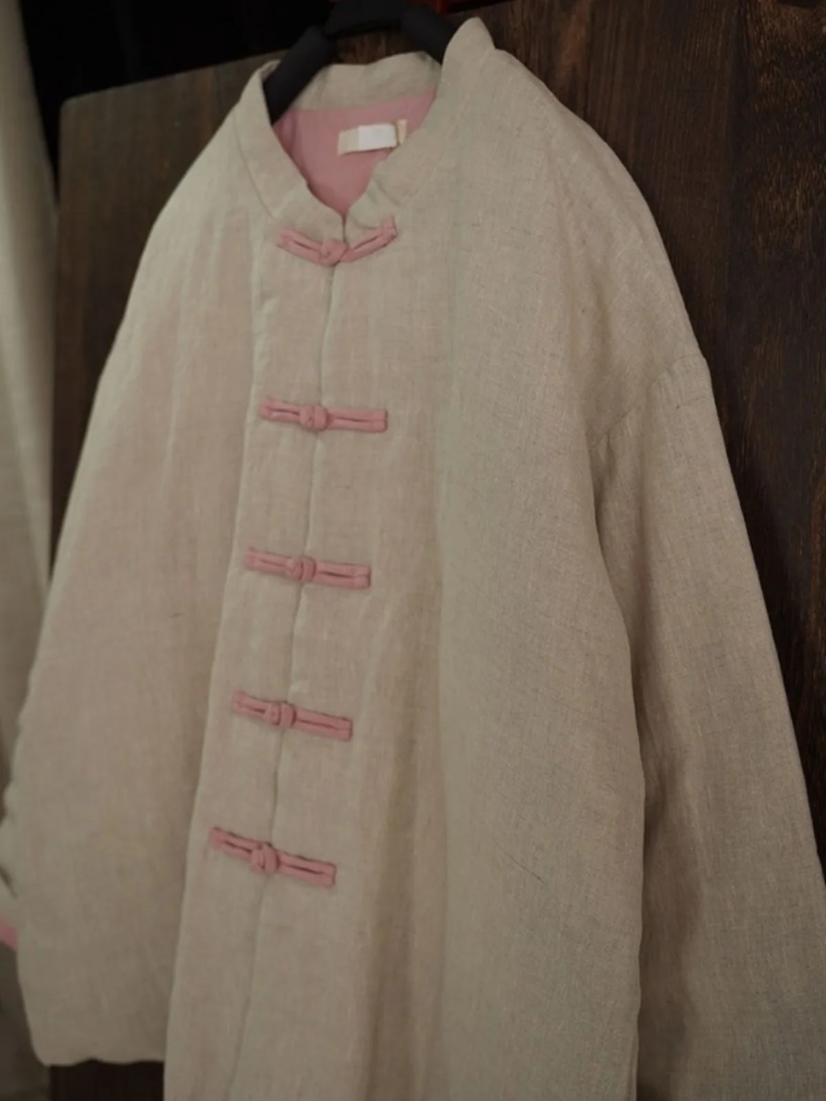 Retro chiński płaszcz zimowy damski z bawełny Sle Thiened, stójka, zapinany na guziki, zapewniający ciepło, długi rękaw, czysty...