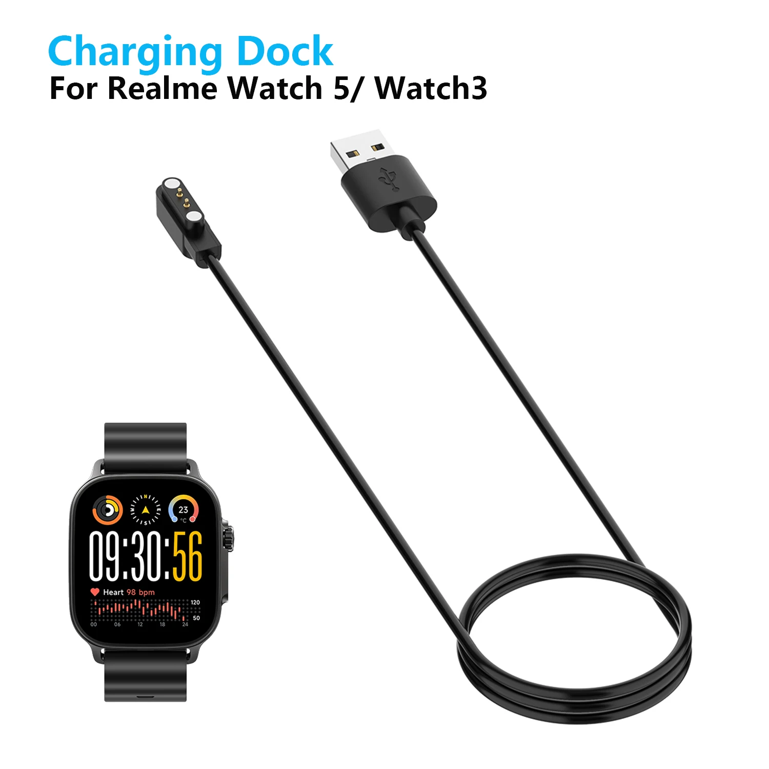 

Charging Dock USB Charger For Realme Watch 5 Sports Smart watch Power Adapter Dock For Realme Watch 3 Power Cable Accessories