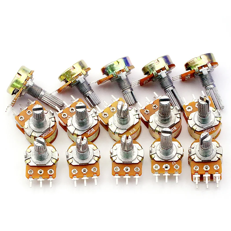 5PCS 5K 10K 20K 50K 100K 250K 500K Ohm WH148 20mm 3Pin Single link Linear Taper Rotary Potentiometer for Arduino