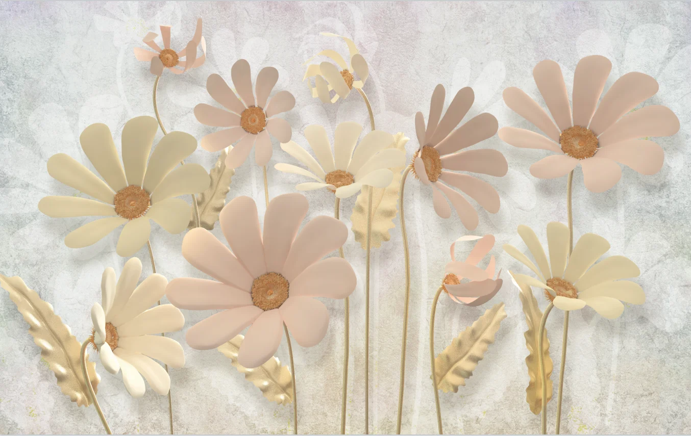 custom wallpaper 3D three-dimensional pink gold leaf relief flower home decoration living room bedroom sofa background wallpaper