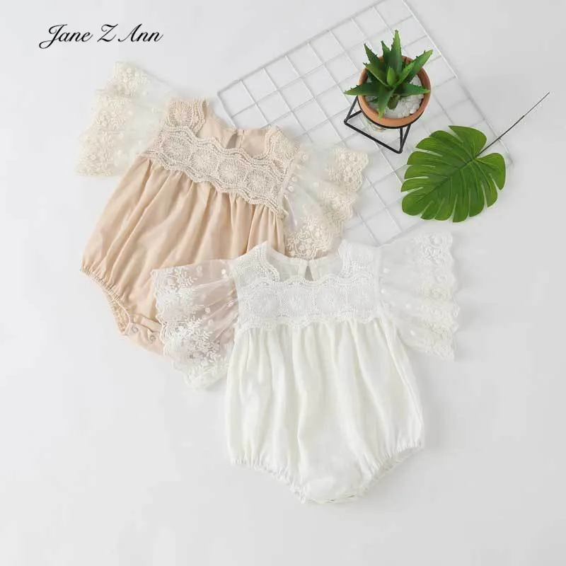 2022 summer new infants children girls short-sleeved lace 2 colors bodysuit baby photography props twins girls clothing