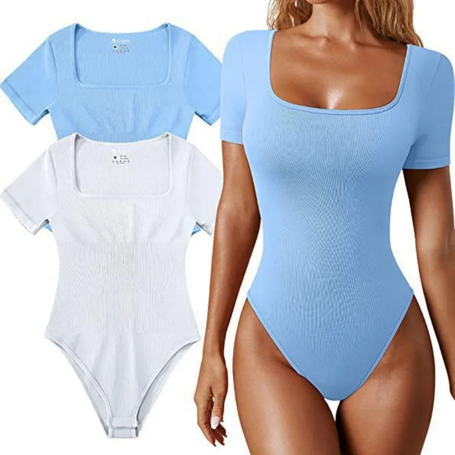 Damen Ärmelloser Yoga-Bodysuit Quadratischer Ausschnitt Sommer Einteiliger Badeanzug Sexy Dessous Sport Fitness Damen Rompers Bodysuits – Detail 15