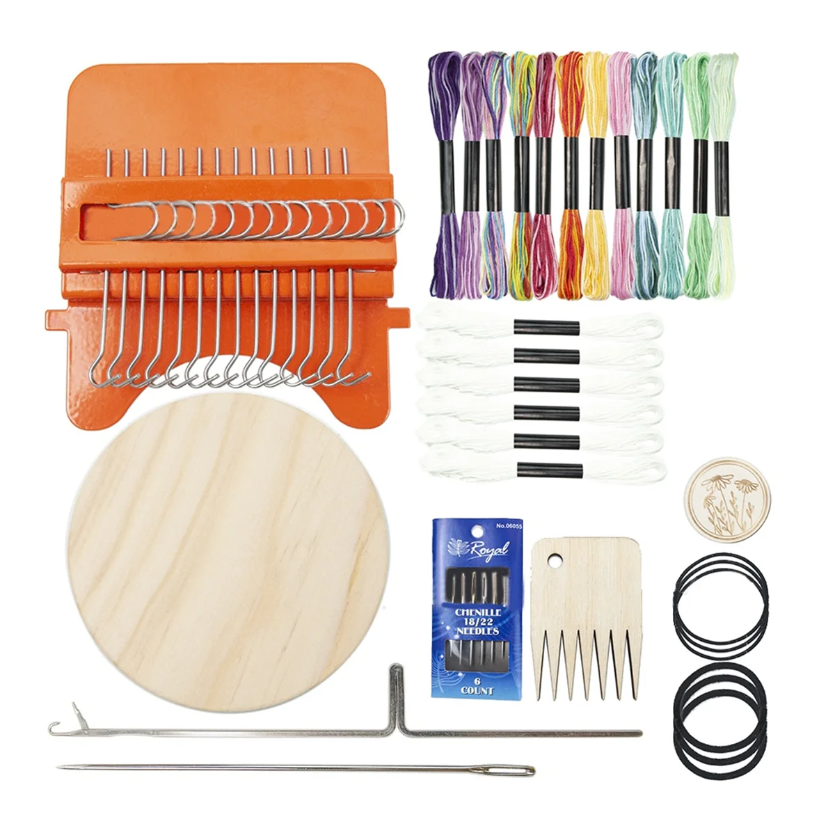 Darning Mini Loom Kits Machine with Threads, Complete Darning Kit for Beginners Quickly Mending Jeans Socks, Patterns