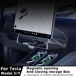 For 2021-2024 Tesla Highland Model 3 Y Tray Magnetic Under Screen Hidden Storage Box Magnetic Hidden Pro Screen Storage Box