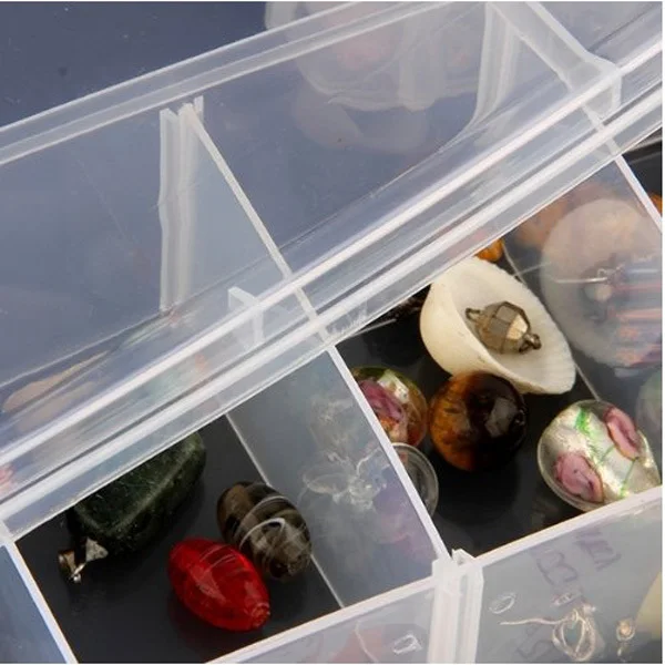 3-lagige transparente Kunststoff-Aufbewahrungsbox, Schmuck-Organizer, abnehmbare Fächer, Tragegriff, Make-up-Behälter