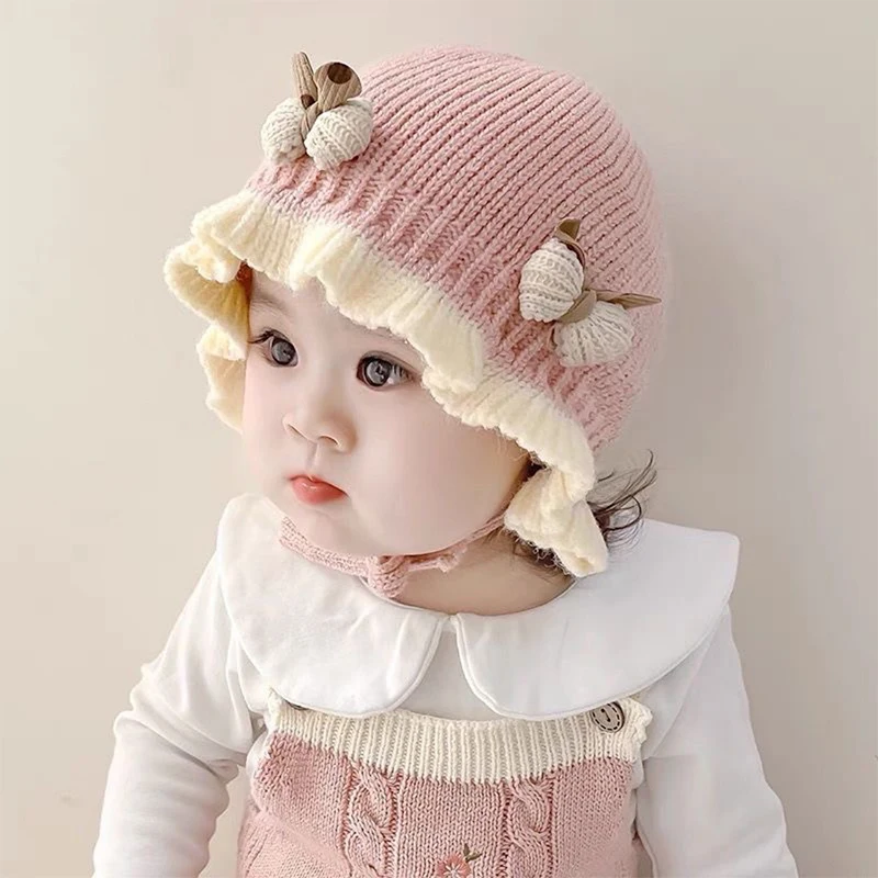 

Baby Hat Ear Protection Warm Woolen Hat Baby Head Accessories Toddler Knitted Autumn Winter New Princess Hat Children's Gifts