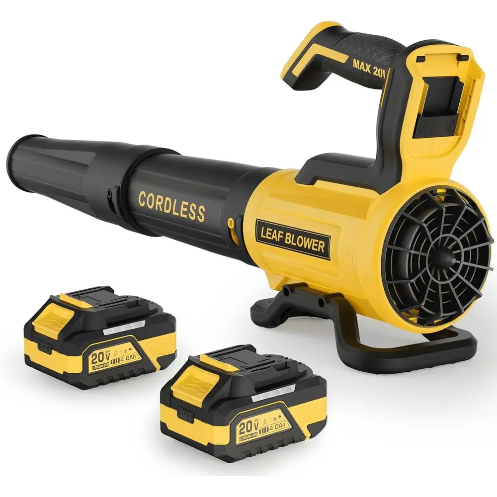 

Беспроводная воздуходувка для листьев с 2 батареями емкостью 4,0 Ач и зарядным устройством, легкая воздуходувка для листьев 560 куб. футов в минуту и 180 миль в час, 2-скоростное электронное управление, 2