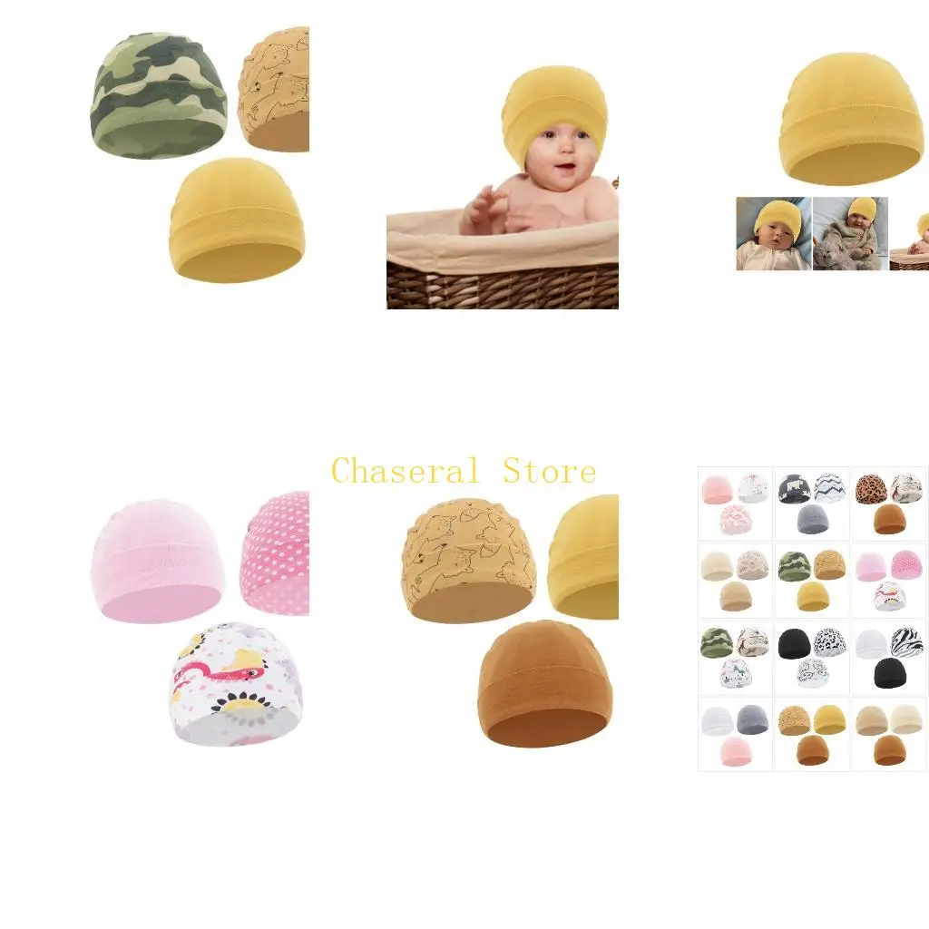 

E7CE, 3 шт., мягкие шапки, детские хлопковые шапочки, весенне-осенняя дышащая шапка для новорожденных, детская больничная шапка,