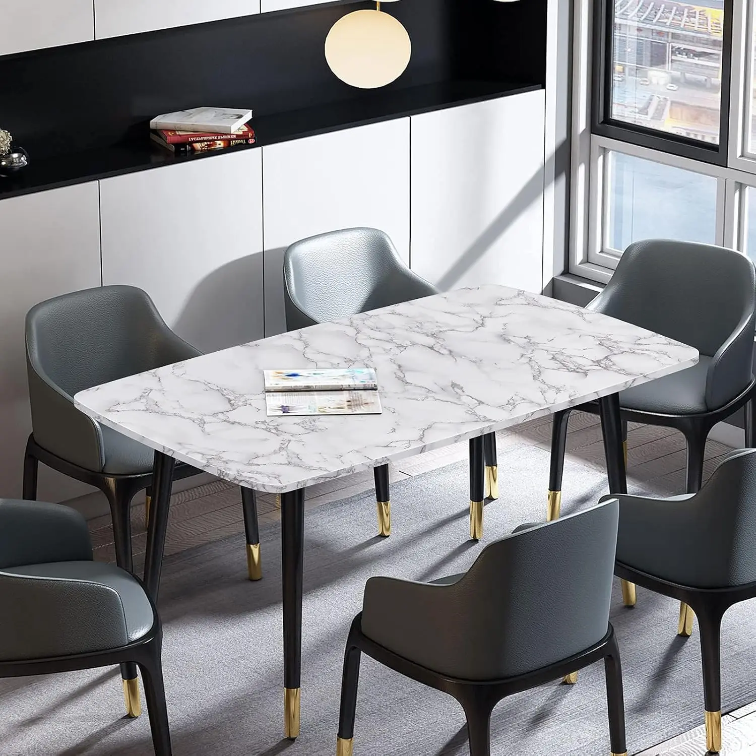 الرخام نمط النفط واقية المطبخ فيلم مقاوم للماء مقاومة للحرارة ذاتية اللصق خلفية موقد كونترتوب خزانة بلاط تجديد #3