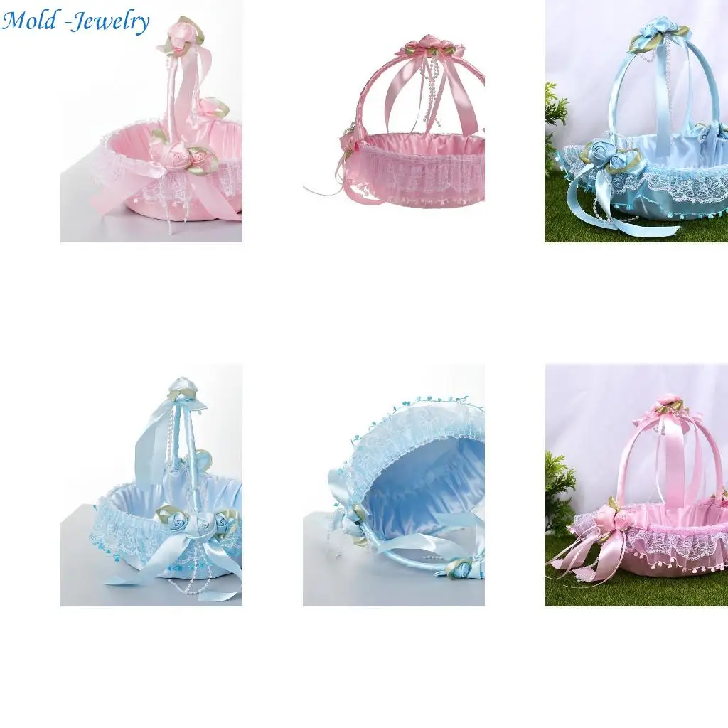 

69HB Romantic Wedding Flower Girl Basket Western Rustic Lace Basket for Anniversary