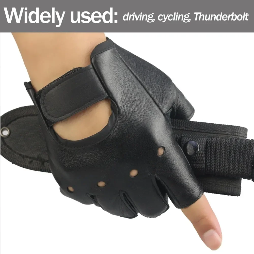 Motorcycle Fingerless Gloves Men Unisex Artificial Leather Half Finger Mittens For Punk Hip Hop Driving Performance Party 1 Pair