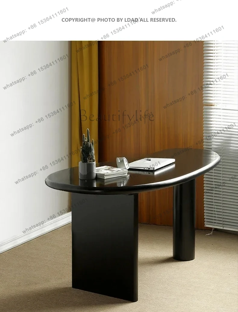 Nordic Style Wind Black Solid Wood Paint Desk Modern Minimalist Designer Workbench Desk