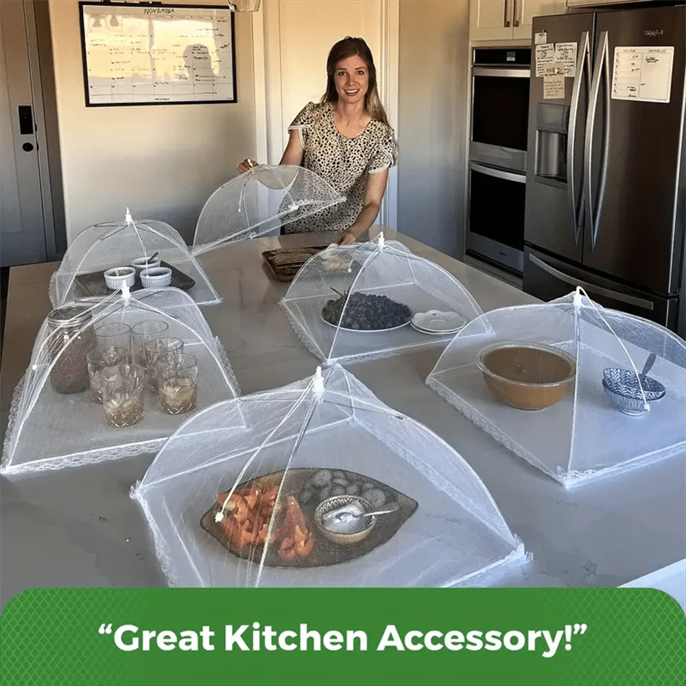 3pc household dustproof food cover, multifunctional pop-up foldable high-density mesh tent to stop flies, mosquitoes
