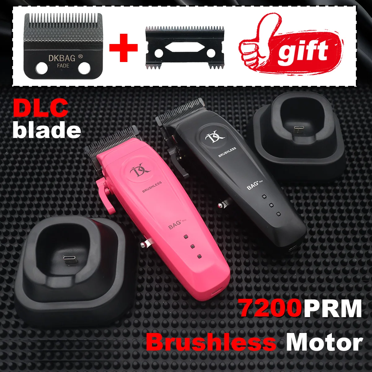 

DKBAG 079 Hair Clippers Men Professional DLC Blade 10W Brushless Motor Full Metal Cordless with Base Charger Haircut Machine