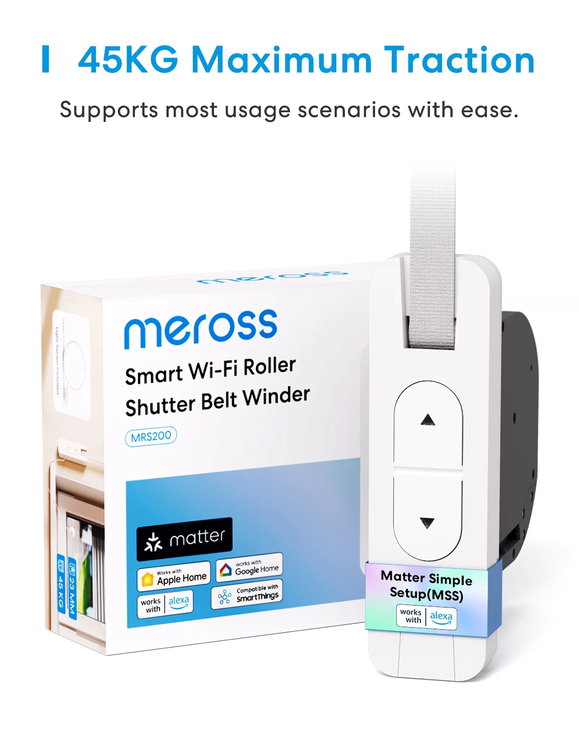 Meross Matter Motorized Wifi Roller Shutter Blinds Shades Curtain Blind Switch Support Alexa Google Voice Control