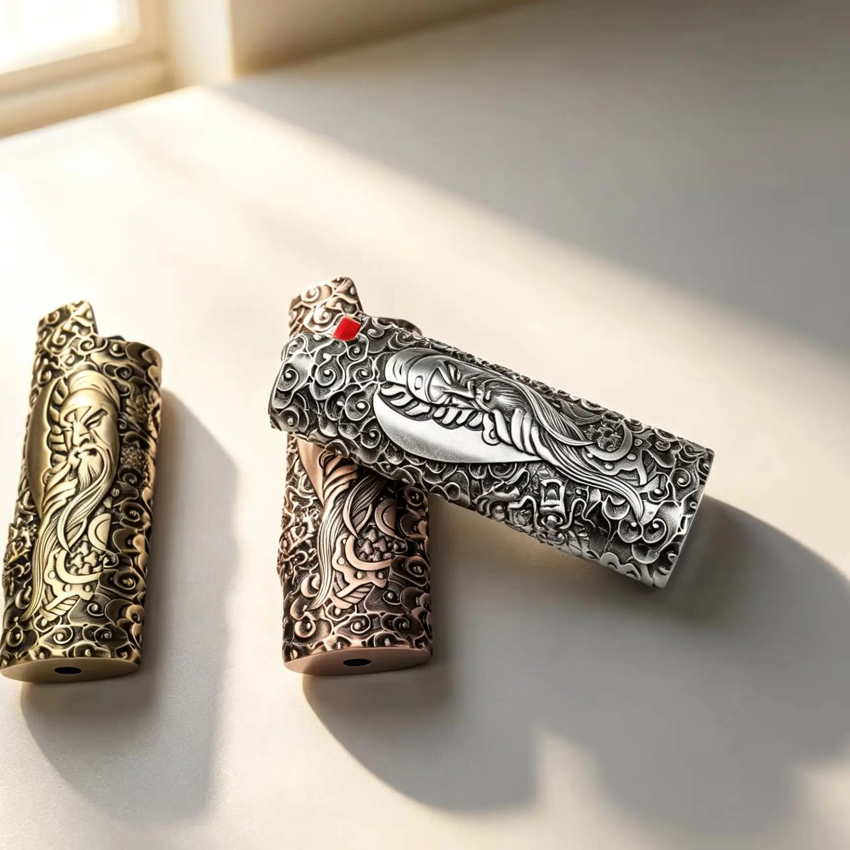 Zinc Alloy Lighter Case For BIC J6 3D Guan Gong Relief Protective Shell Vintage Collectible Gift 3 Colors 80*29.2*18.4mm 54g