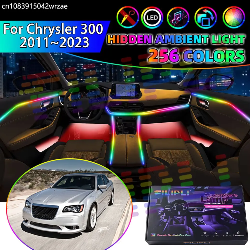 For Chrysler 300 2011~2023 LD MK2 300C 2012 RGB Car Interior Ambient Lights Strips Breathing Lighting Kit App Control LED strips