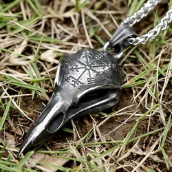 2023 New Fashion Viking amulet Pendant Raven head and Vegvisir for man stainless steel jewelry for gift free shipping