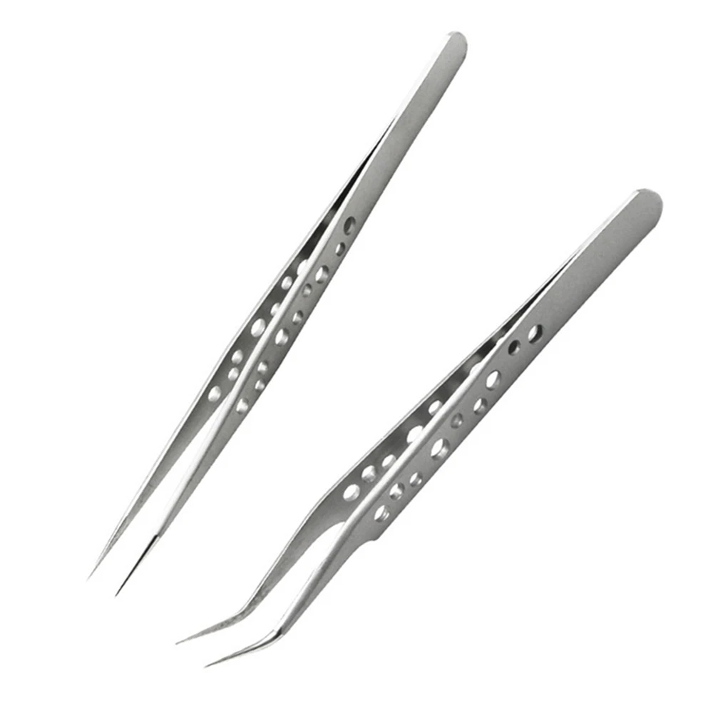 Precision Industrial Tweezers Anti-static Stainless Steel Tweezers Set For Electronics Soldering Maintenance Repair Hand Tools