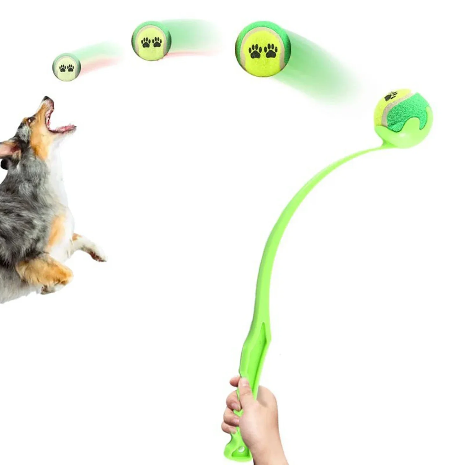Haustier-Tennisball-Wurfset, Outdoor-Hundetrainingsspielzeug, Robuster Ergonomischer Griff, Interaktives Ball-Sammelsystem, Haustierzubehör – Detail 13