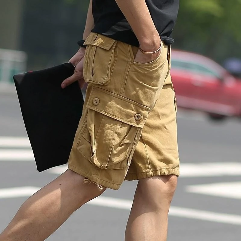 

Plus Size Men's Summer Cargo Shorts Casual Loose Fit Korean Style Workwear Above Knee Beach Shorts