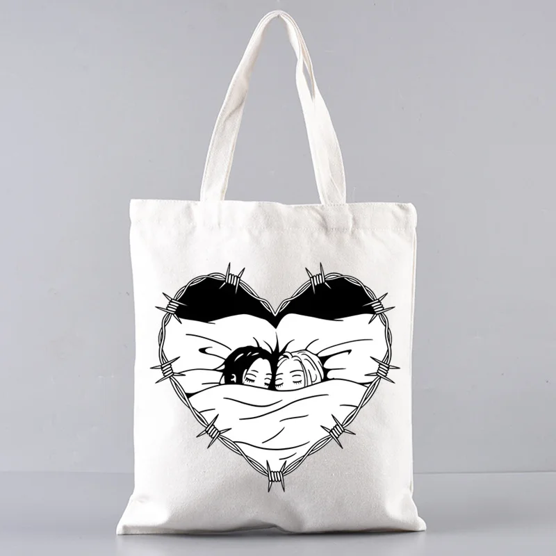 Black Stones NANA Osaki Anime Ladies Shoulder Bags Printed Tote Bags Casual Foldable Shopping Bag Linen Bag Outdoor Beach Bag