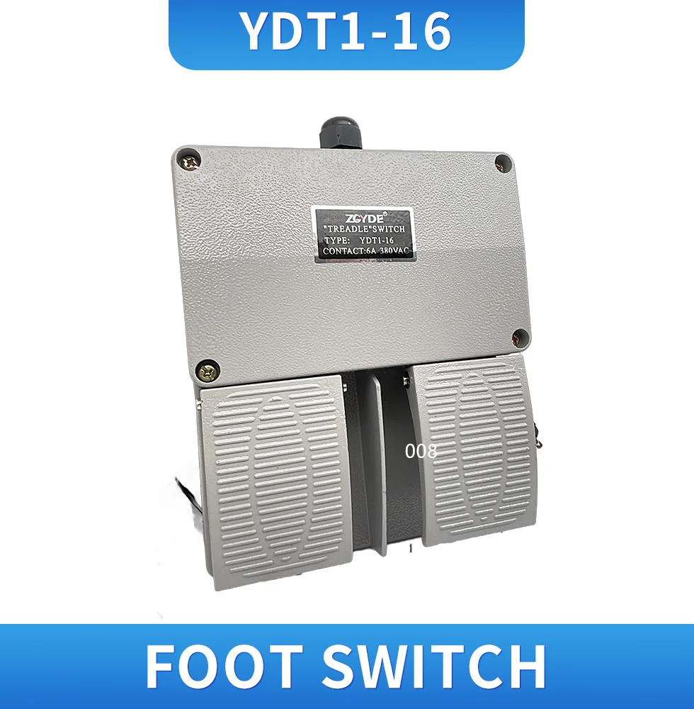 YDT1-16 AC 380V 6A aluminum double with KH9011 core silver point foot pedal switch MD6-L02