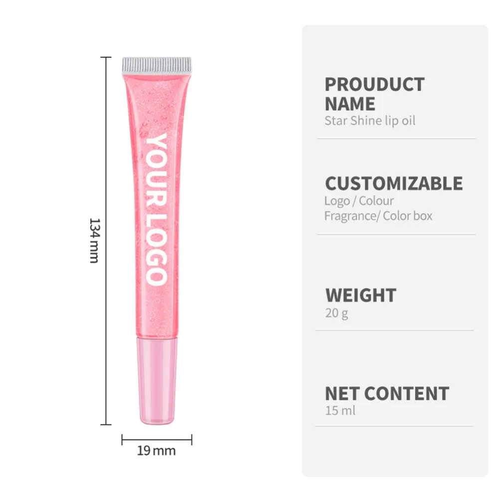 프라이빗 라벨 맞춤 로고 도매 메이크업 레인보우 과일 립글로스 시어 컬러 립밤 소프트 튜브 건조함 보습 립 오일