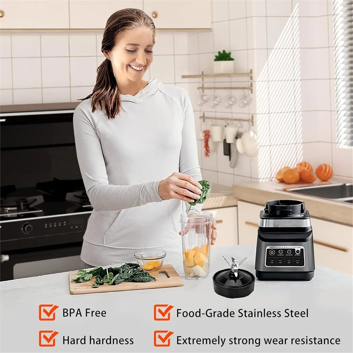 Peças de reposição de lâmina de liquidificador de 7 aletas 2 peças compatíveis com acessórios de tampa superior de liquidificador para Auto IQ BL682-30