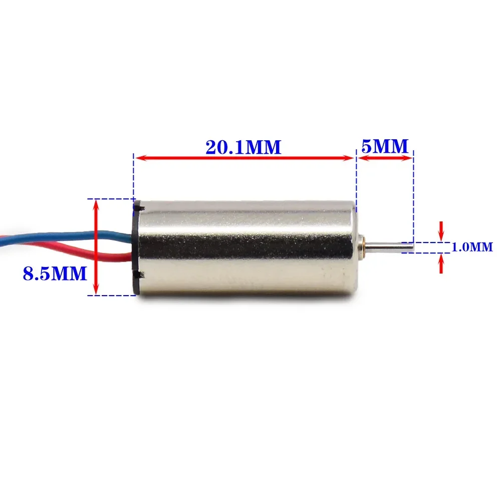 Micro 8.5mm*20mm 8520 CW CCW Corless Motor DC 3V 3.7 V 4.2V 54000RPM High Speed Engine with Cooling Hole for Aircraft UAV Toy