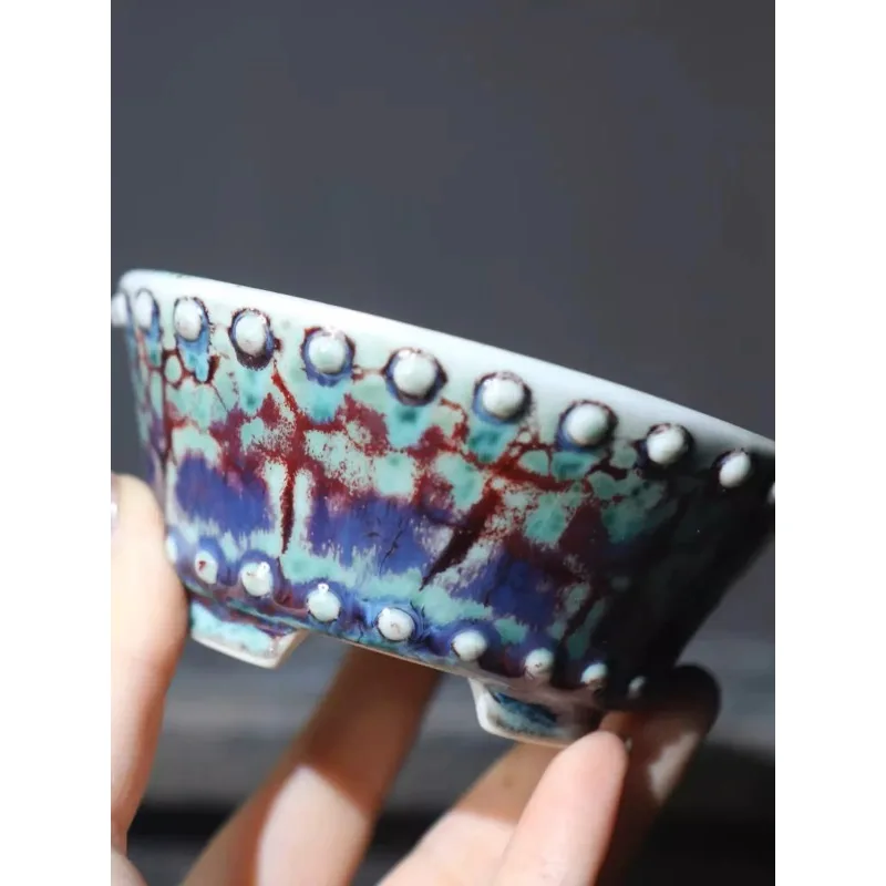 

Colorful Glazed Round Circle Bonsai Pot,Small Vase,Tradition Chinese,Garden Decoration