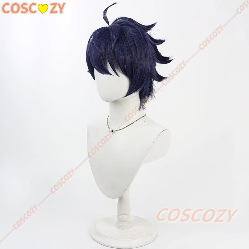 Anime Tougen Anki Shiki Ichinose Dark Blue Hair Cosplay Wig for Men Boys