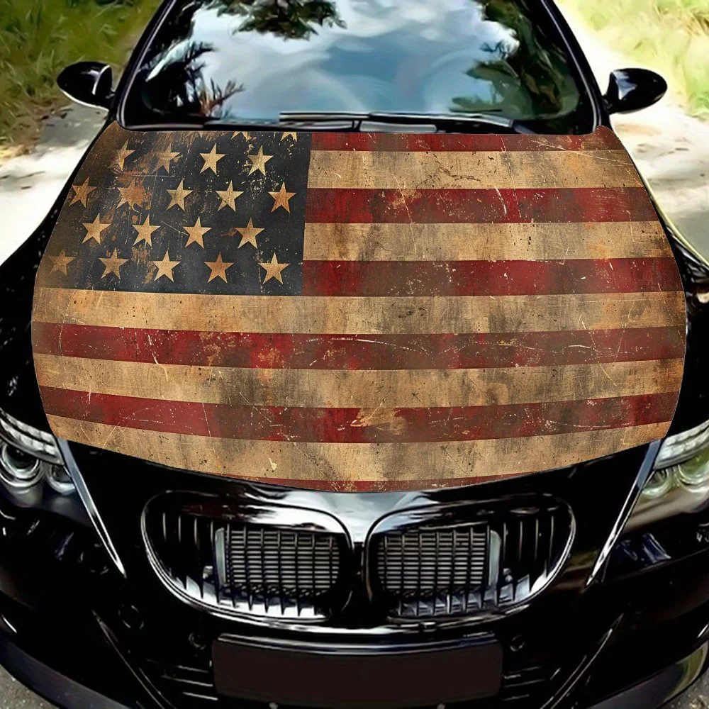 

Модные ретро США флаг ПВХ автомобильные виниловые обертки, самоклеящаяся водонепроницаемая наклейка на капот автомобиля, защитные наклейки для украшения автомобиля f