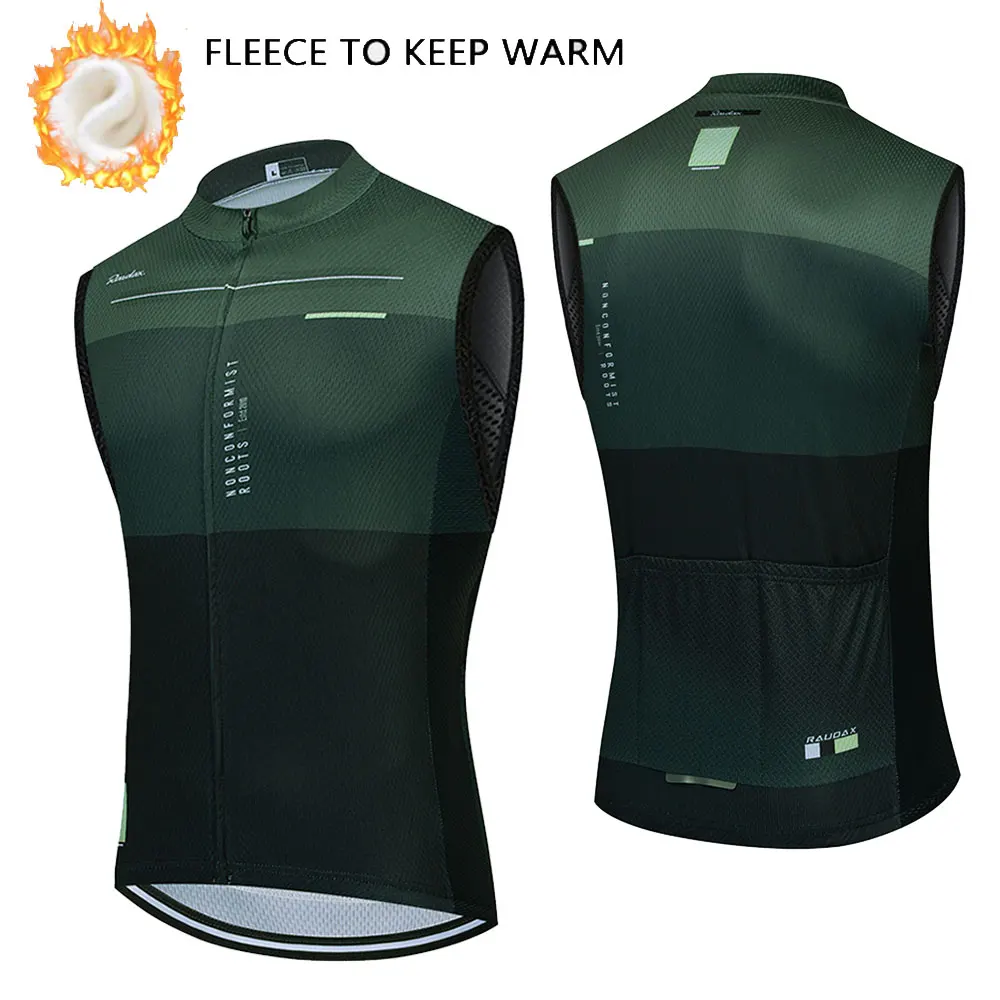 Raudax Winter Thermal Fleece Cycling Vest Sleeveless Cycling Jackets Bicycle Warm Vests MTB Bike Tops Racing Gilet Ropa Ciclismo