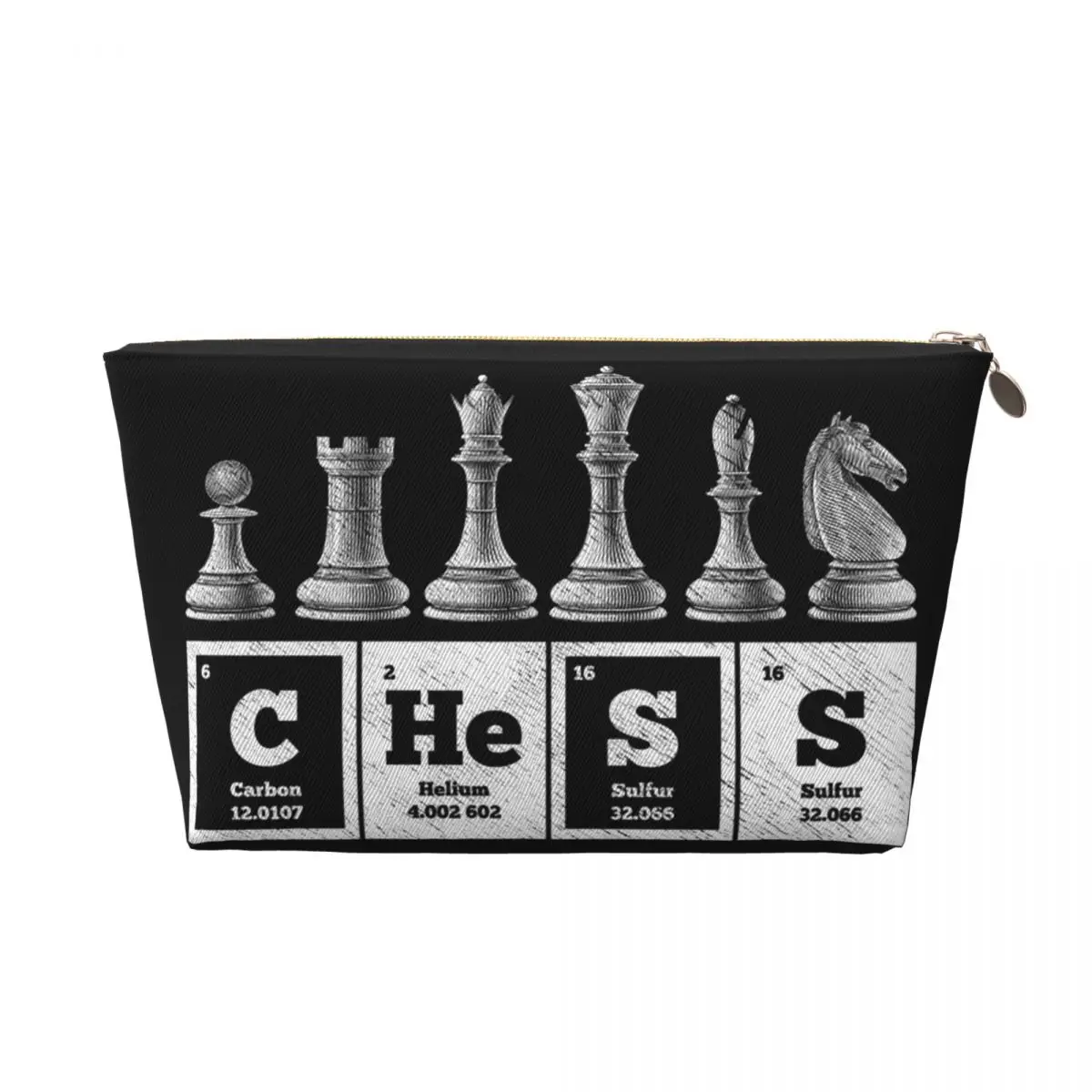 Custom Travel  Chess Player Game Board Toiletry Bag Portable Periodic Table Of Elements Cosmetic Makeup Organizer Beauty Storage