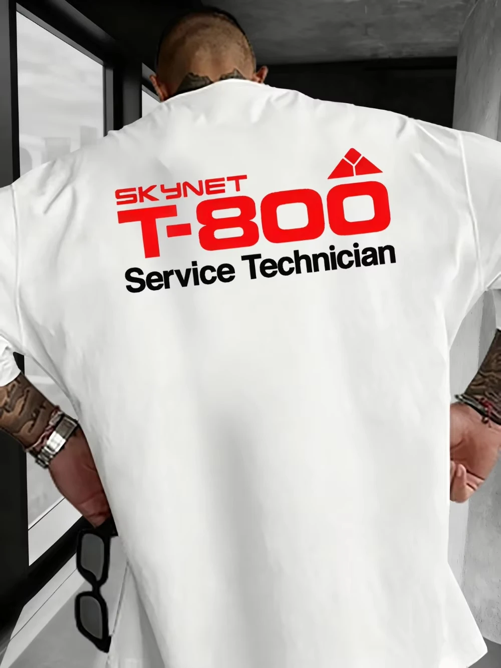 Fashionable Men's Skynet T800 Repair Technician Printed Men Women and Kids Short Sleeved T-shirt Couple Street Wear T-shirt