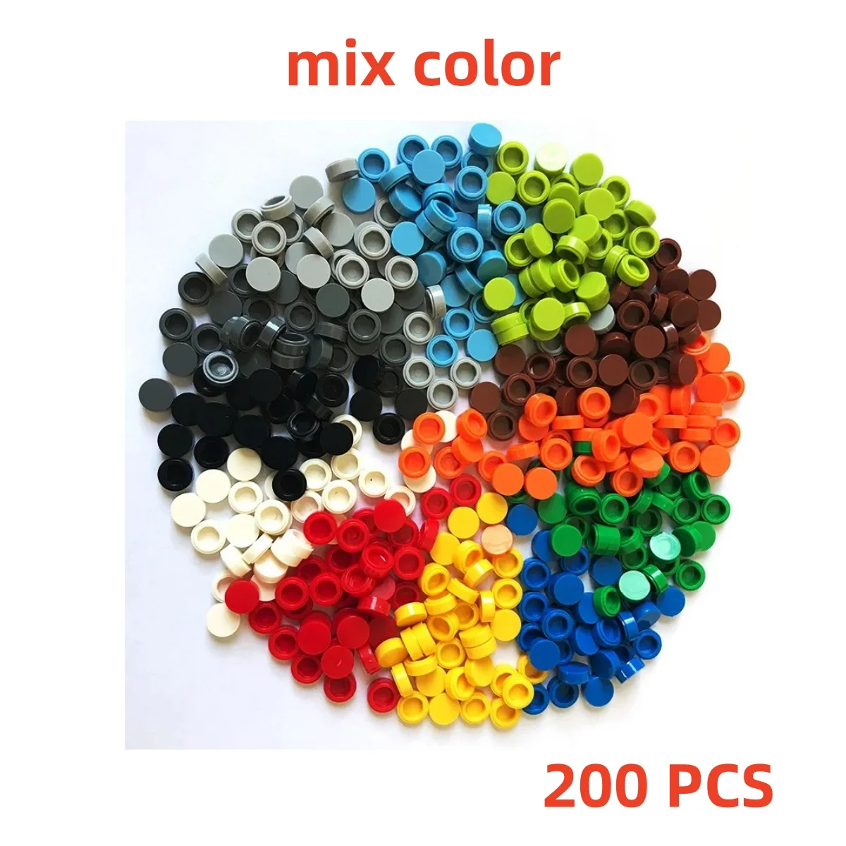 200Pcs/lot Buildings Blocks 98138 Tile 1x1 Round Collections Bulk Modular GBC Toy For High-Tech MOC Set