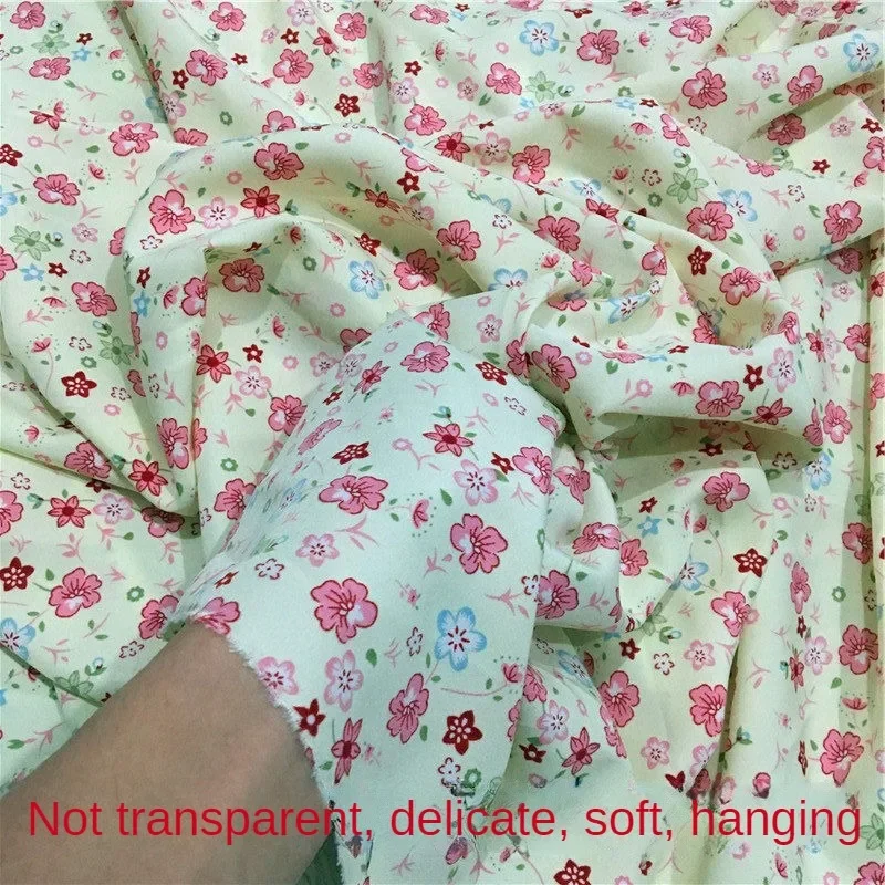 100D Two Sides Stretch Chiffon Fabric Printed By The Meter for Clothes Hairbands Dresses Shirts Sewing Cloth Summer Flower Black