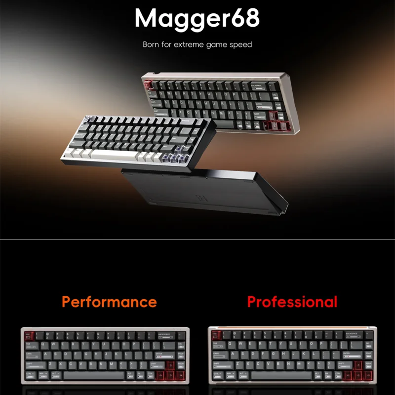 LUMINKEY Magger68 HE Customized  Magnetic Switch Gaming Keyboard CNC Aluminum Shell Gateron Hall Effect 0.01MM Rapid Trigger PC