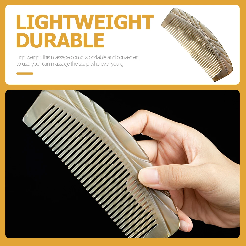 

Anti static Ox Horn Anti Static Comb Durable Lightweight Portable Gua Sha Scalp Caring Massage Long Thick Hair Comb
