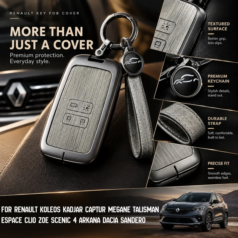 For Renault Koleos Kadjar Captur Megane Talisman Espace Clio Zoe Scenic 4 Arkana Dacia Sandero Metal Car Key Case Cover